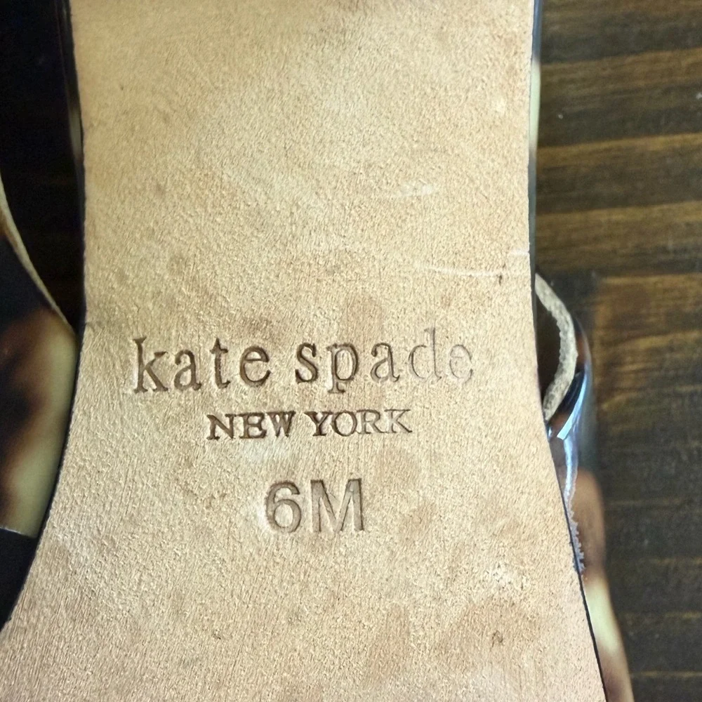 Kate Spade Brown Tortoise Square Toe Slingback Flats Women’s Size 6M